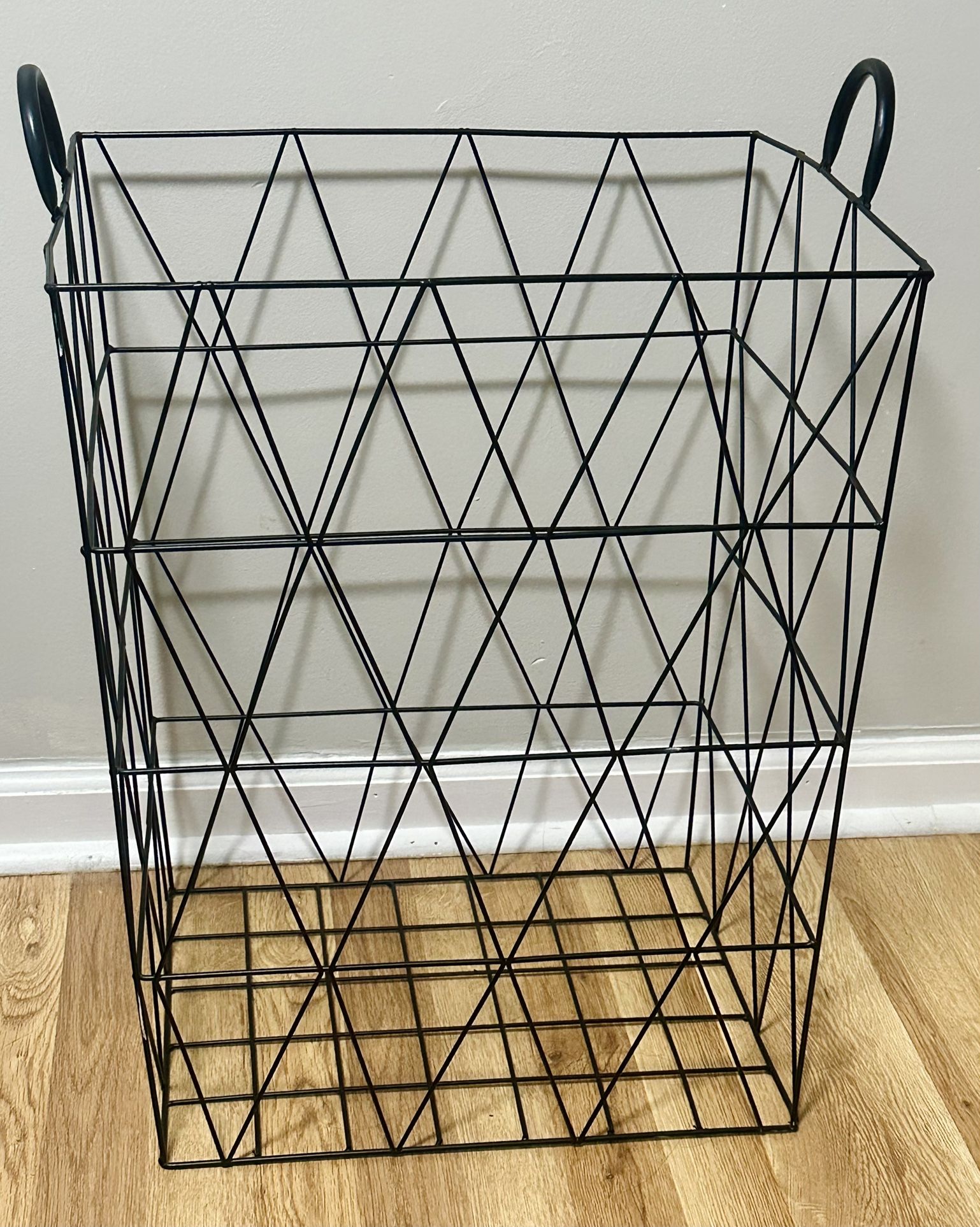 Black Metal Laundry Basket With Handles