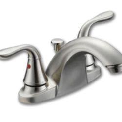 WHITEFALLS TWO LEVER LAVATORY FAUCET - BUTTON INDICATORS - WITH POP-UP - BRUSHED NICKEL