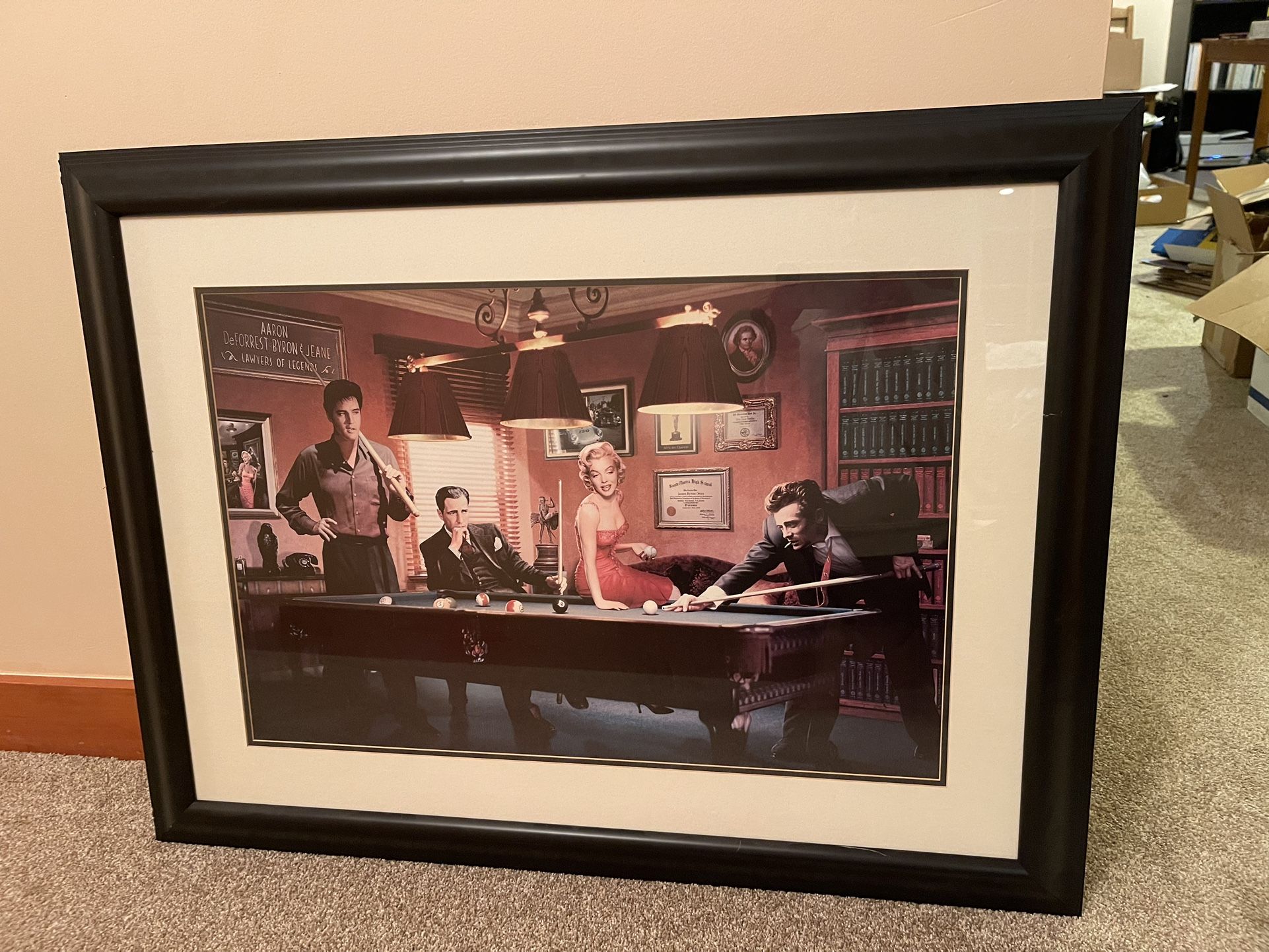 39’’x30’’ Pool With Elvis, James Dean, Marilyn Monroe