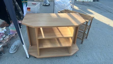 Wood TV Stand with Open Shelves