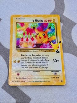 ✨Pokémon Pikachu Birthday Surprise ✨ Holo 25th Anniversary Promo Card