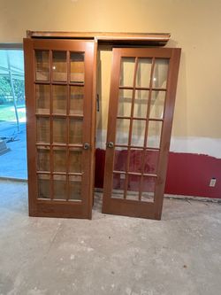 French Double Doors with Glass Panels – Wood Finish