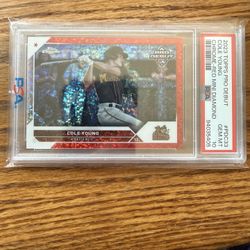 🔥 Cole Young 2023 Topps Pro Debut Red Mini Diamond /5 PSA 10 🔥