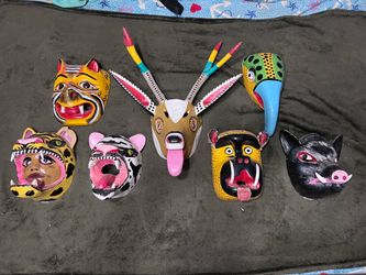 Vintage Mexican Wood Carved Masks