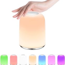 Night Light, Table Lamp with RGB Color Changing for Kids, CrazyLynX Bedside Led Lamp with Rechargeable & Timer Setting, Portable Touch Lamp with Memor