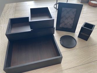 UPLIFT DESK Black Wood Desk Organizer Set