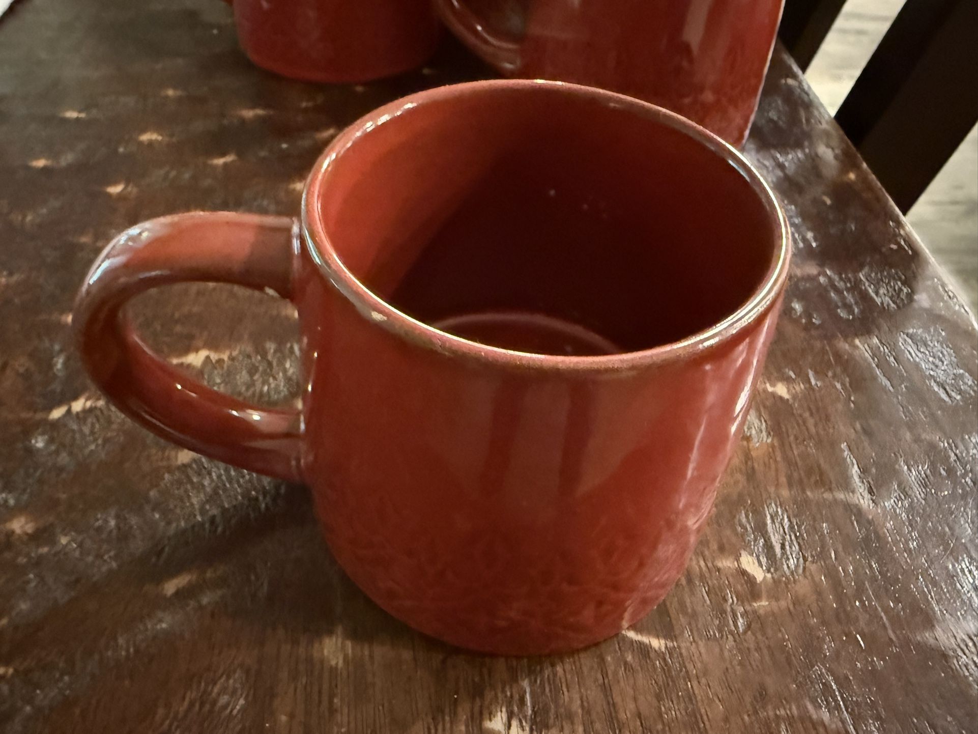 Hearth & Hand with Magnolia Red Etched Lace Glazed Stoneware Mug Cup. Set of 6