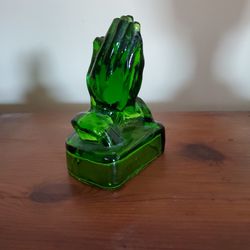 Green Glass Praying Hands