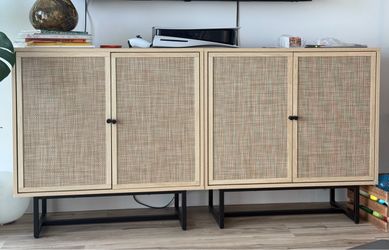 Wood & Ratan Storage Cabinet / TV Console