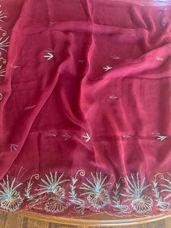 Martin Sheer Fabric Tablecloth Embroidery along the Border 36•70 Inches