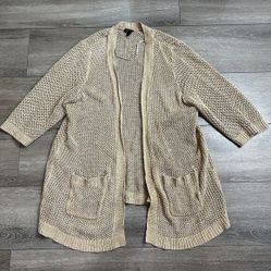 Torrid Open Front Cardigan Size 1 XL Knit Long Cream 