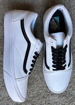Vans Old Skool Leather Sneakers White Black size 13