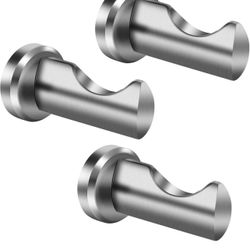 Bath Towel Hooks for Bathroom Wall Mount Brushed Nickel 3 Pack, 2020 Modern Bathroom Door Hooks for Hanging Towels Stainless Steel Wall Hooks Heavy Du