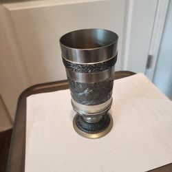 VINTAGE Mullingar Ireland Pewter Goblet with Bores GTUA Dublin 1986 ~ 6" Tall