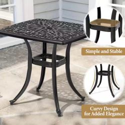 Square Aluminum Outdoor Side Table in Black with Umbrella hole