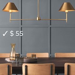 Metal Two Arm Shaded Chandelier Ceiling Brass Adjustable Height - Threshold & Studio Mc Gee