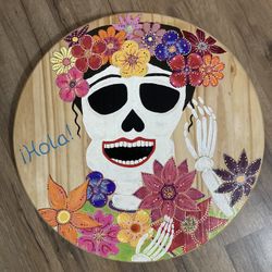Hand Painted Calavera Wall Hanging.
