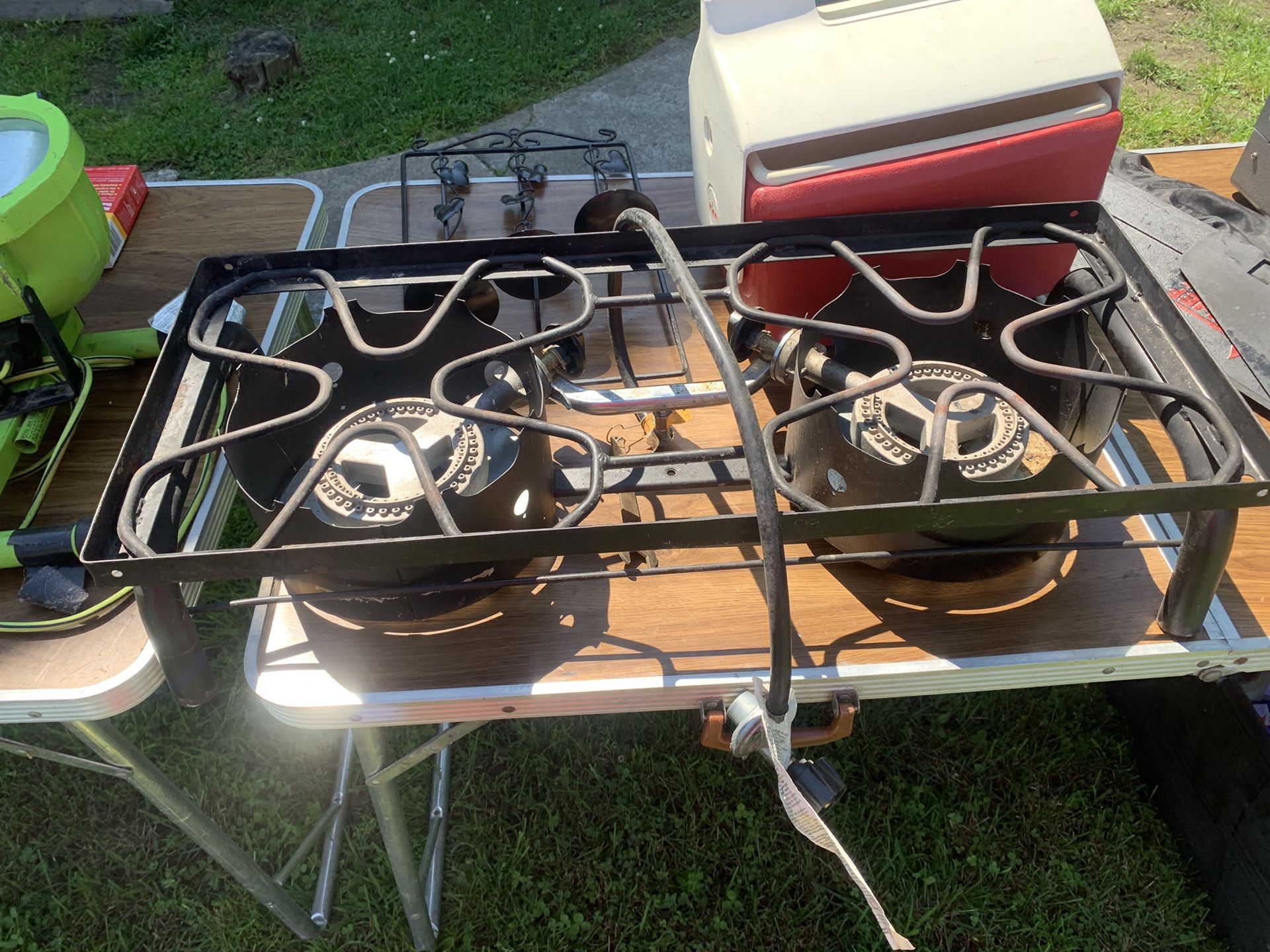 Propane stove outdoors