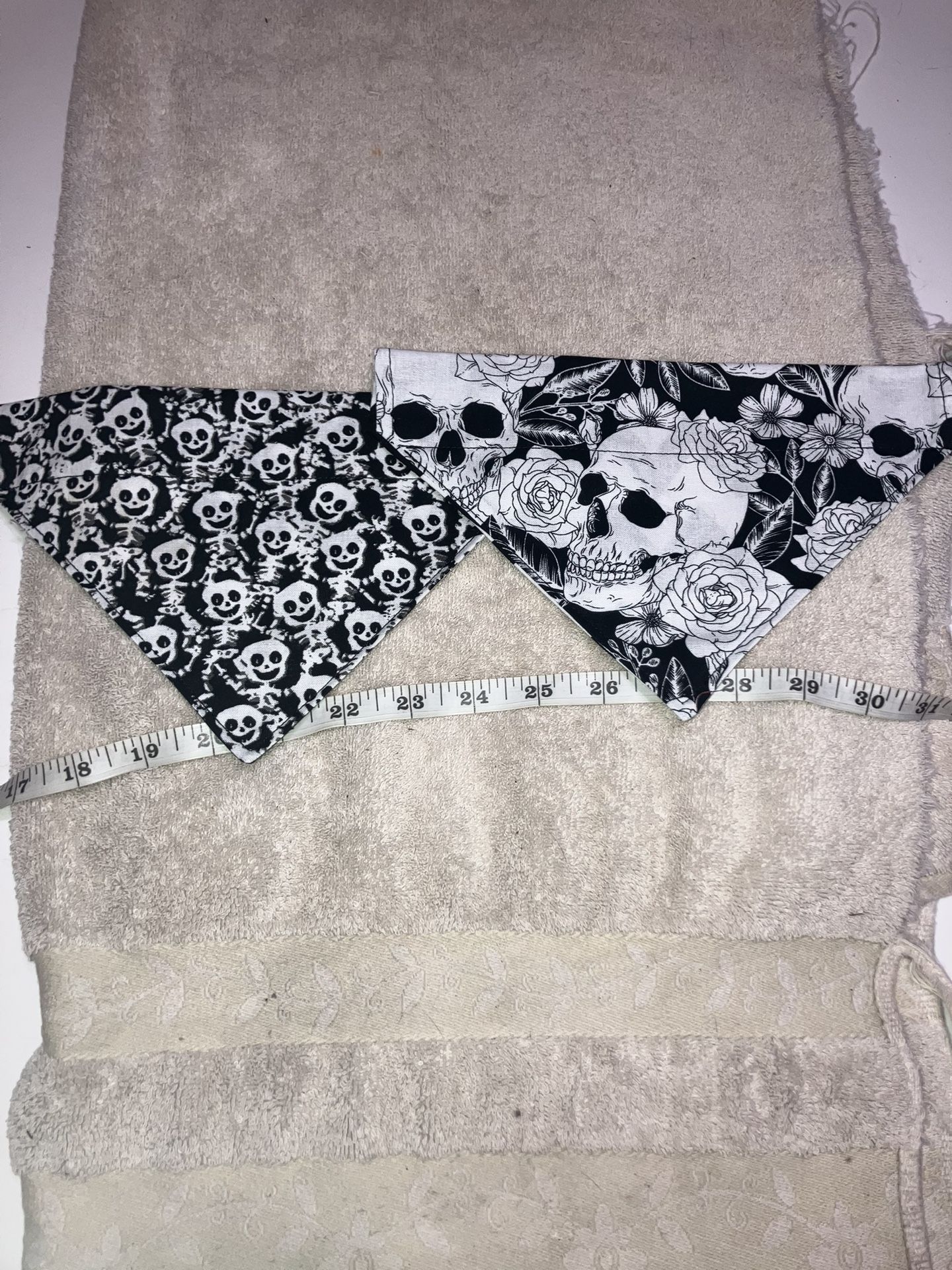 Set Of 2 Handmade Halloween Large Pet Dog Bandana Over Collar Cover ~9.5” Across