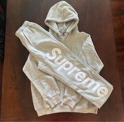 Supreme Satin Appliqué Hoodie and Sweatpants Set Gray – Size M