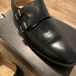 Men Real Leather Black Shoes Size 11.5