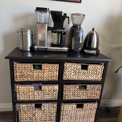 Storage Hutch w/ Woven Basket Drawers