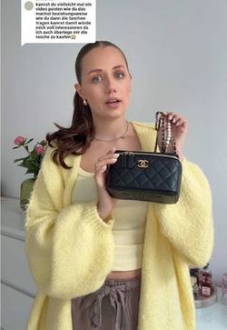 Chanel vanity case gold chain caviar leather