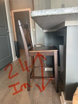Dark Wood Bar Height Stool with Back