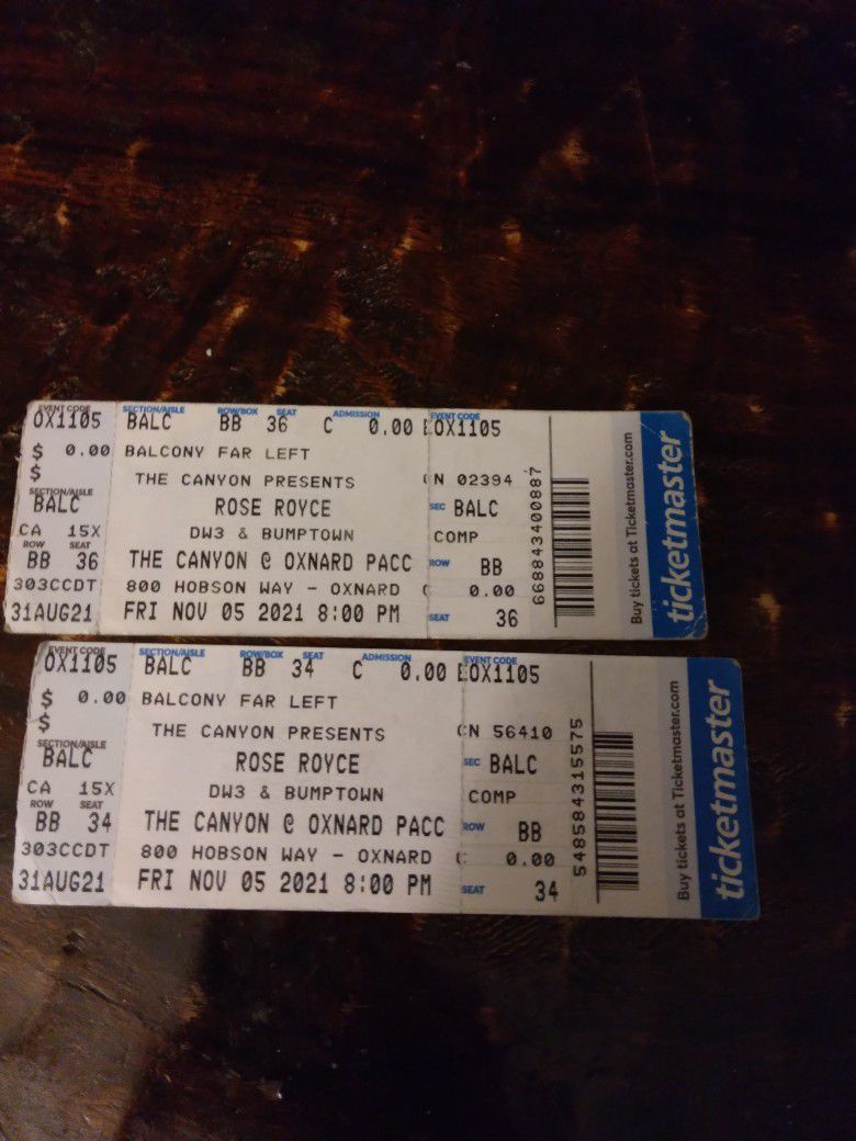 2 CONCERT Tickets Rose Royce At Oxnard PACC