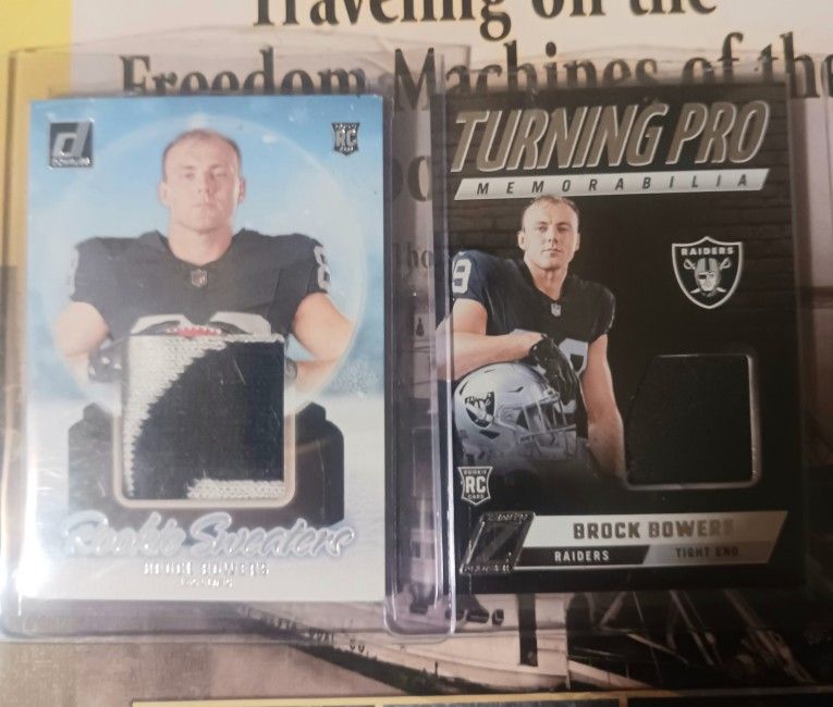 Really Nice Pair Of Brock Bowers Rookie Game Worn Jersey Patch Cards,, MINT.!!!