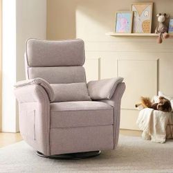 Enos Rose Fabric Nursery Power Swivel Reclining Glider Multi-function Recliner with USB（RCLB1070-ROS)