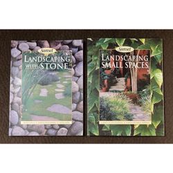 Sunset Landscaping Small Spaces & Landscaping with Stone Paperback Books 2001 Garden Fountain Landscape Yard Design Book