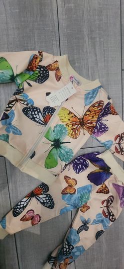 Kids Butterfly Print Tracksuit Set