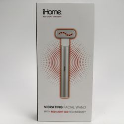 iHome Vibrating Facial Wand with Red Light Therapy LED Rejuvenating Technology