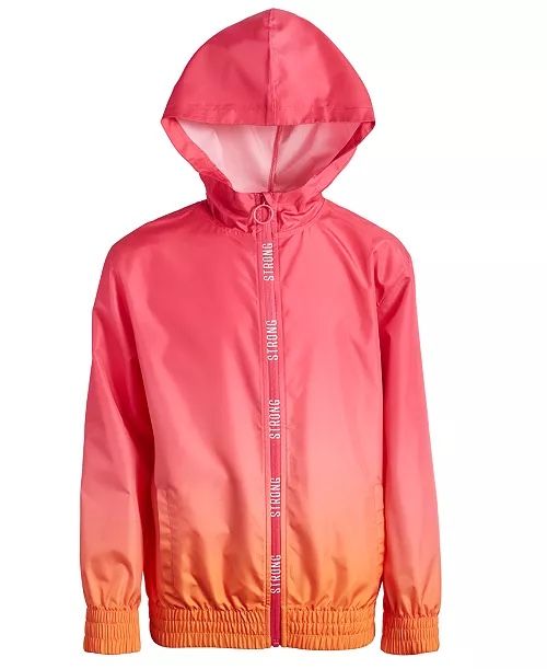 New with tag ID Ideology Big Girls Ombré-Print Hooded windbreaker Rain Jacket kids size M