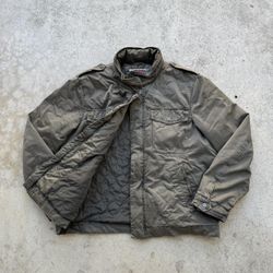 Levi’s Military Style Olive Army Green Hooded Quilt Lined Jacket 