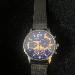 Men’s Eyros Multifunctional Watch With Blue & Copper Face With Black Band For You Or Someone Special 