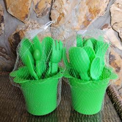 Green Plastic Reusable Silverware 