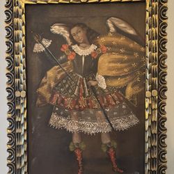 19th Century Oil Painting Cusco School Archangel St Michael