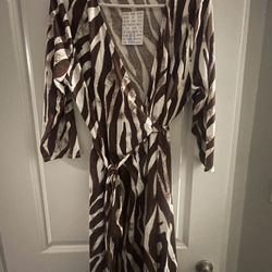 LuLaRoe Brown and White Zebra Print Dress
