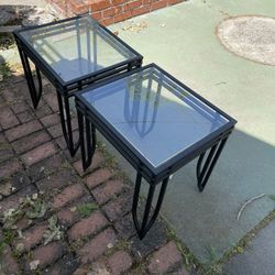 Glass Table With Two Smaller Side Tables (3 Piece Set)