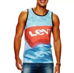 Levi's Graphic Gym Tank Top Tee Shirt T-Shirt Muscle Norse Blue Size S L XL