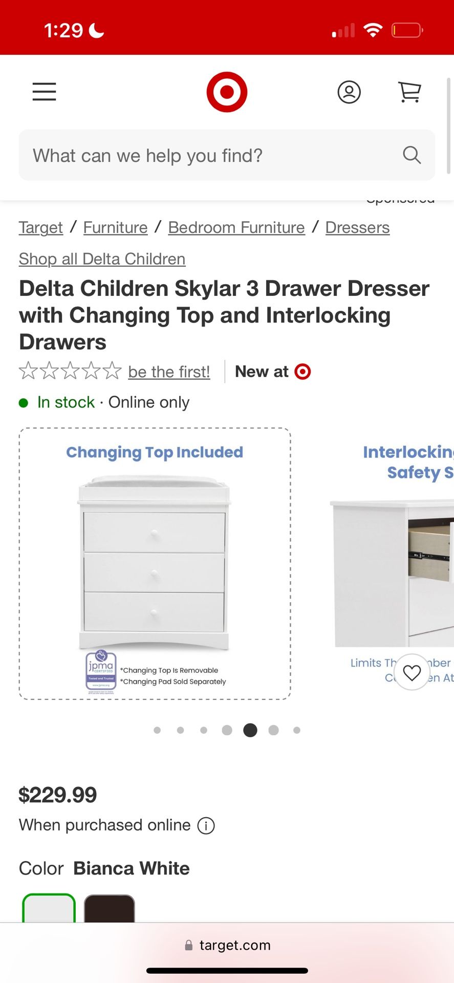 Delta Changing Table & Dresser