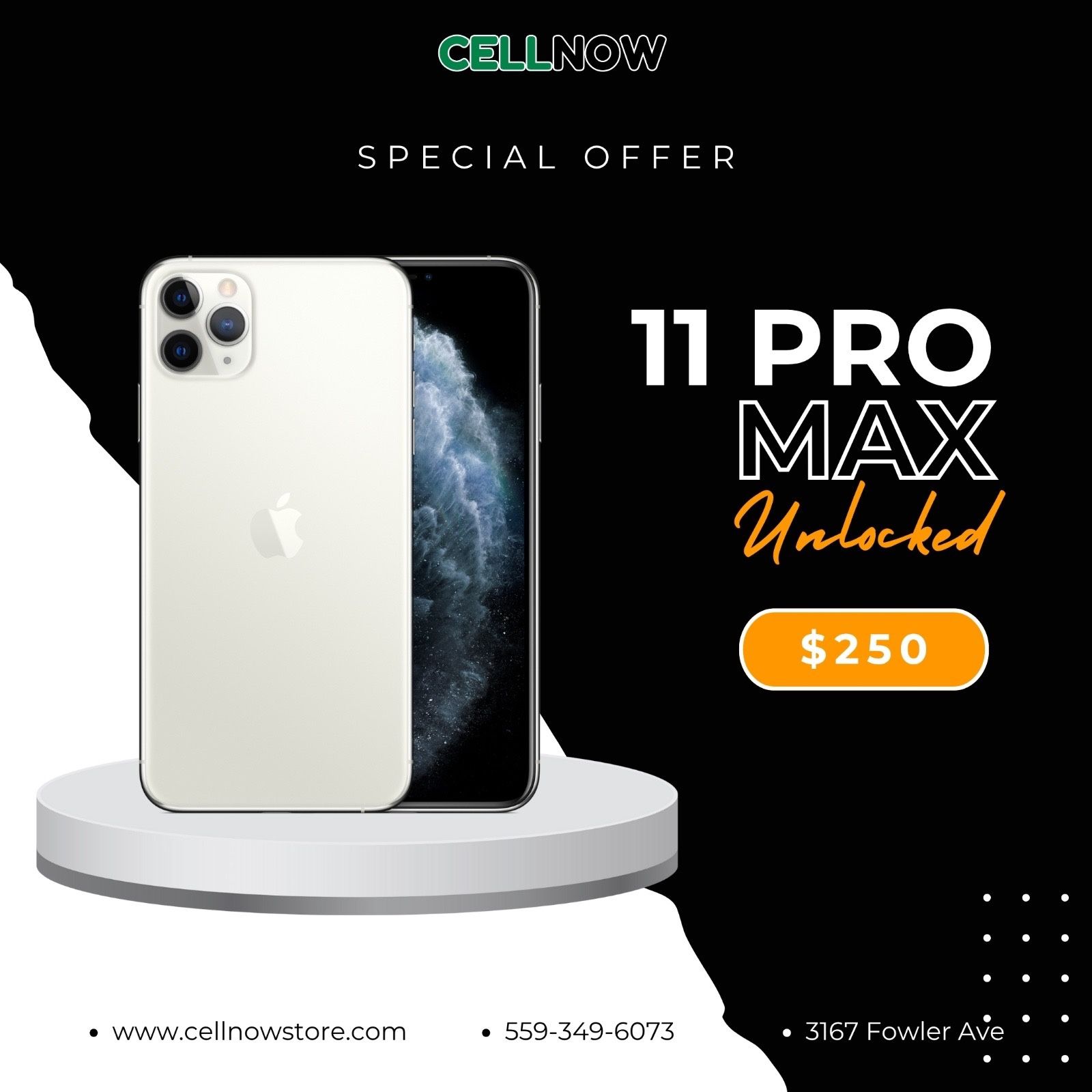 Black Friday Deals! iPhone 11 Pro Max Unlocked 64GB - Silver