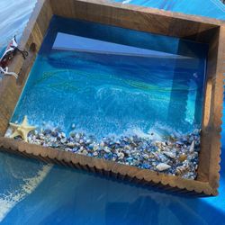 Beautiful Wooden Tray With Resin 