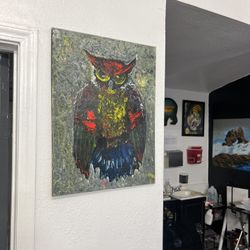 16 By 19 Inch  Colorful Painting Of Owl 