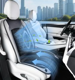 Covered Refrigerant car seat cover for front seat, 12V-24V, refrigerated car seat cushion for summer driving with 3-speed adjustable temperature, adju