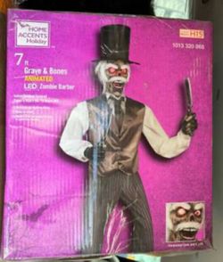 7 Ft Animated LED Zombie Barber