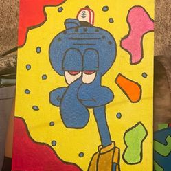 Squidward Canvas Painting 