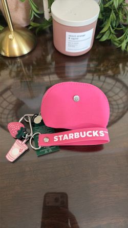 Starbucks pink drink strawberry wristlet pouch